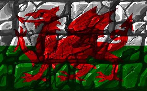 Download Wallpapers Welsh Flag Brickwall 4k European Countries
