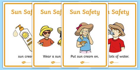 Sun Safety Display Posters Sun Safety Sun Summer Sunburn