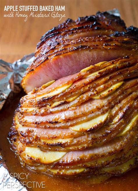 Unwrap the ham and rinse it under cold water. Baked Ham Recipe with Honey Mustard & Apples - A Spicy ...