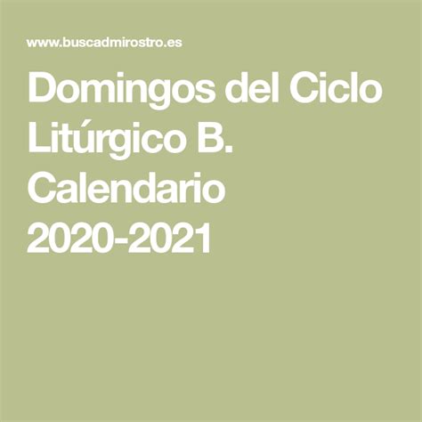 Domingos Del Ciclo Litúrgico B Calendario 2020 2021 Calendario