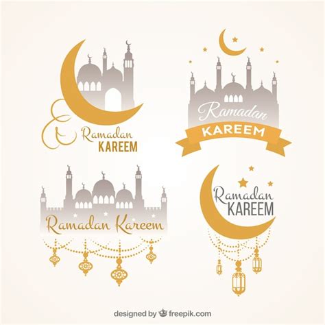 Free Vector Pack Of Decorative Stickers Of Ramadan Kareem