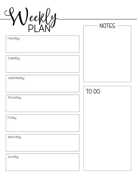 Blank Weekly Planner Printable