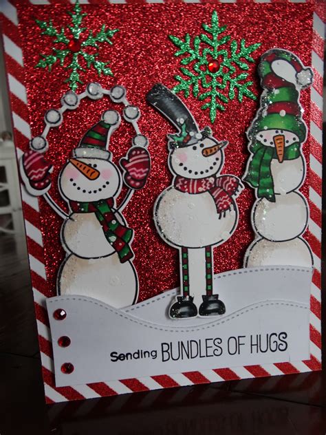 Snowmen On A Handmade Christmas Card Etsy Uk