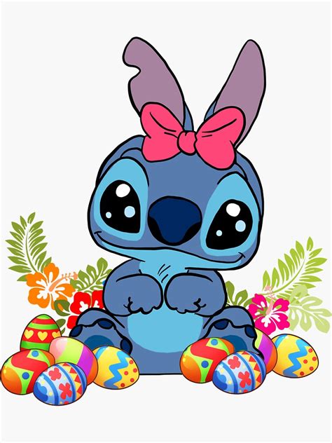 Stitch Easter Fan Art Sticker For Sale By Scenic Redbubble