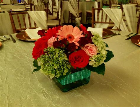 Roses Gerber Daisies And Hydrangeas Event Centerpiece Table