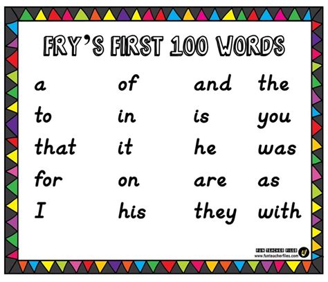 Frys Second 100 Sight Words Fun Teacher Files