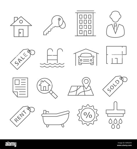 Real Estate Line Icons Stock Vector Image And Art Alamy