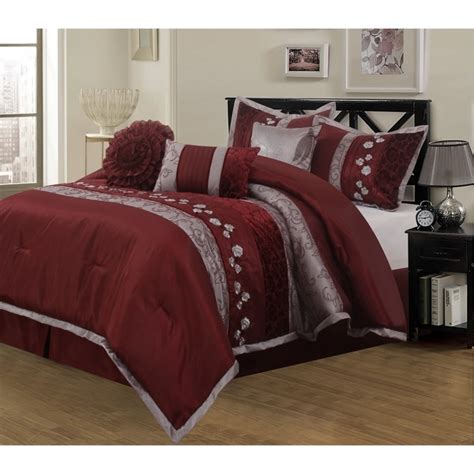 Nanshing Riley Wine 7 Piece California King Size Bedding Comforter Set