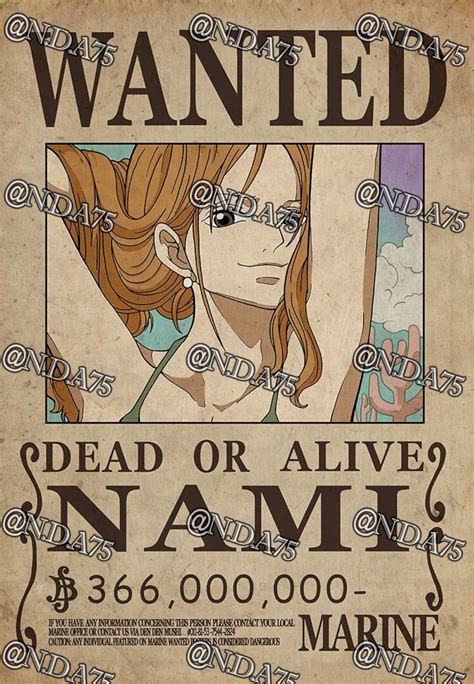 One Piece Wanted Poster Nami Buy Get Free See Etsy Canada