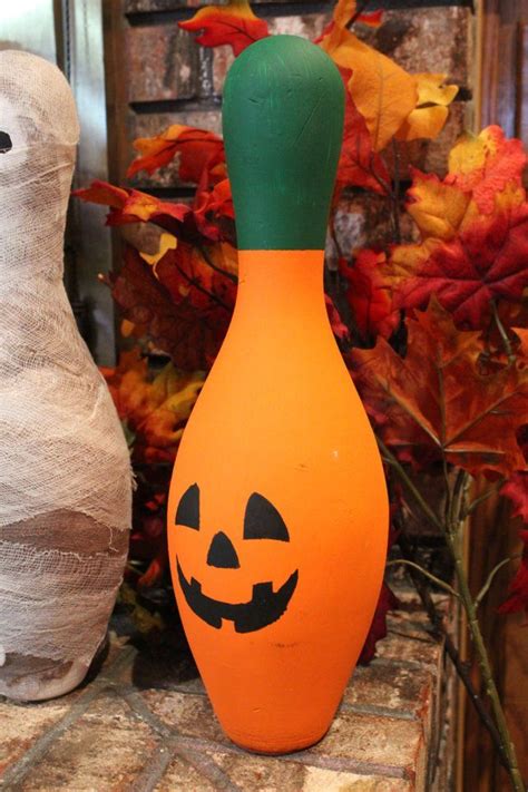 Bowling Pin Jack O Lantern Bowling Pin Crafts Bowling Pins Bowling