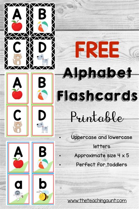 Alphabet Flashcards Free Printable The Teaching Aunt Alphabet