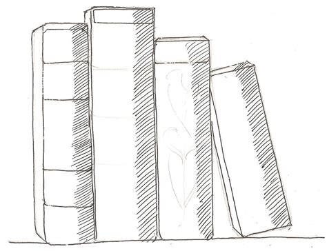 Book Drawing Easy Drawings Bookshelves