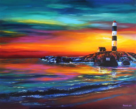 Acrylic Beach Sunset Paintings