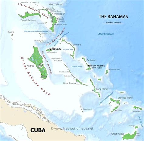 Bahamas Map Geographical Features Of Bahamas Of The Caribbean