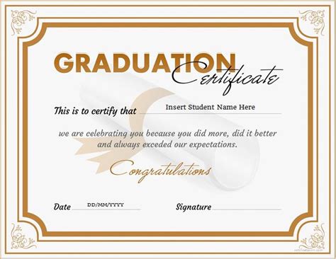 Graduation Certificate Template Word Professional Template For Business