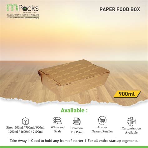 Paper Food Box 900 Ml Kraft Mpacks