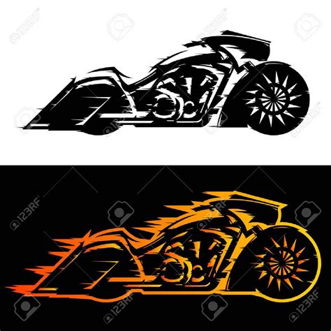 Bagger Style Motorcycle Vector Illustration Baggers Custom Motorbike