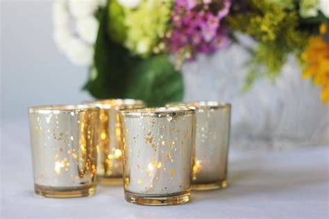 6 Gold Mercury Glass Votive Candle Holder David Tutera Etsy