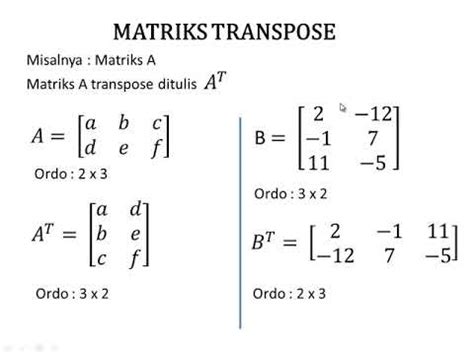 Contoh Soal Matriks Transpose