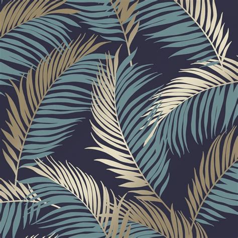 Vivienne Leaf Wallpaper In Navy And Gold Leaf Wallpaper Feature Wall