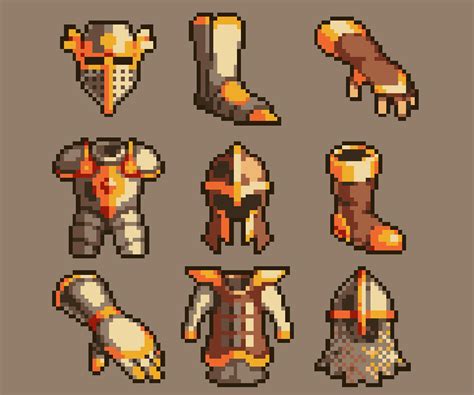 100 Pixel Art Armor Icons Game Art Partners