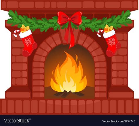 Christmas Fireplace Vector Image On Vectorstock Christmas Fireplace