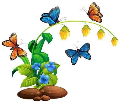 Borboletas Voando Ao Redor Da Planta Funny Happy Birthday Images Butterfly Clip Art Plant