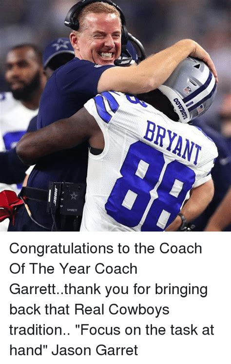 Bryant Garrett Cowboys Congratulations To The Coach Of The Year Coach