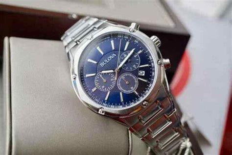 Bulova Blue Mens Chronograph Stainless Steel Bracelet Watch 43mm