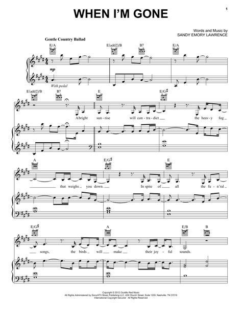 When Im Gone Sheet Music Joeyrory Piano Vocal And Guitar Chords Right Hand Melody