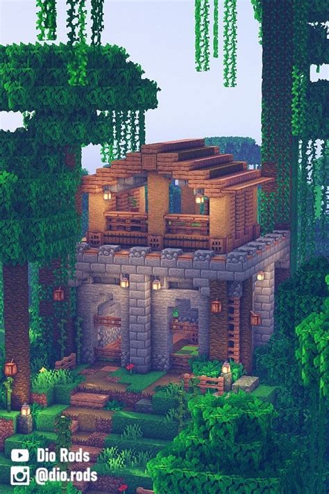 Minecraft Starter House In The Jungle Forttemple Inspired