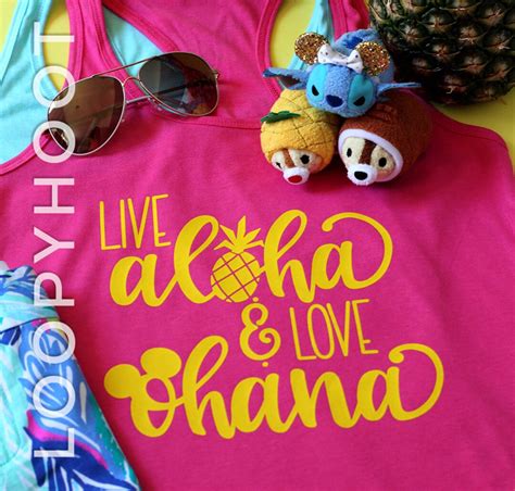 Disney Shirt Live Aloha And Love Ohana In Raspberry Etsy