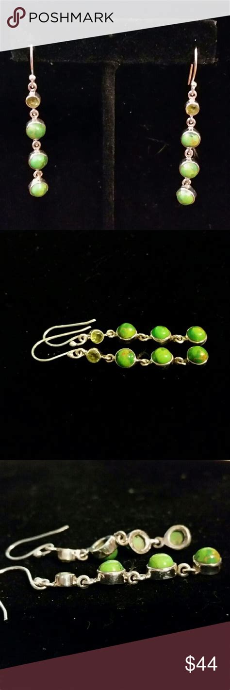 925 Mohave Green Turquoise Peridot Earrings Peridot Earrings