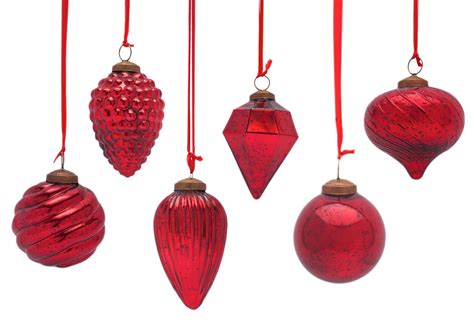 Set Of 6 Antiqued Red Ornaments 2900 Red Ornaments Holiday