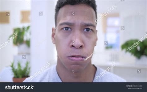 Angry African Young Man Yelling Office Stock Photo 1059033380