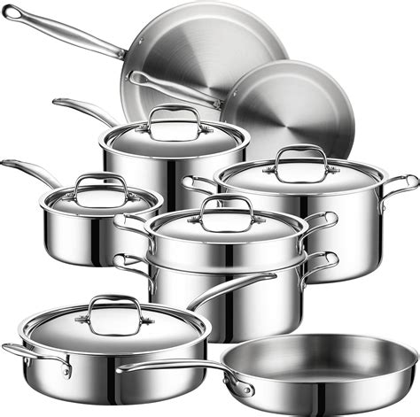 Amazon Com Legend Ply Stainless Steel Cookware Set Piece Best Heavy Pots And Pans Set