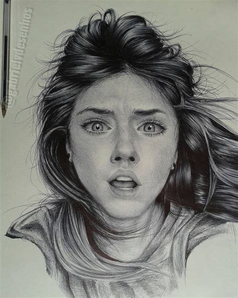 Black And White Realistic Ballpoint Pen Drawings In 2020 Portrait