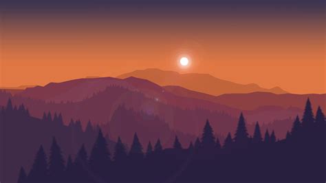 Sunset Mountains Firewatch Minimal Silhouette Hd 4k 4k