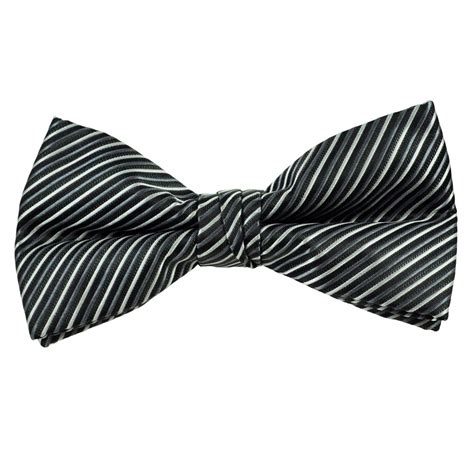 Dark Grey Silver And Ivory Striped Bow Tie From Ties Planet Uk