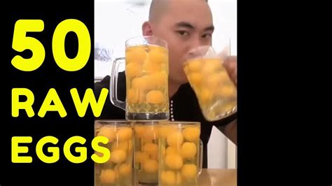 50 Raw Eggs In 15 Seconds 🍳🥚 Guy Drinks Them All Youtube