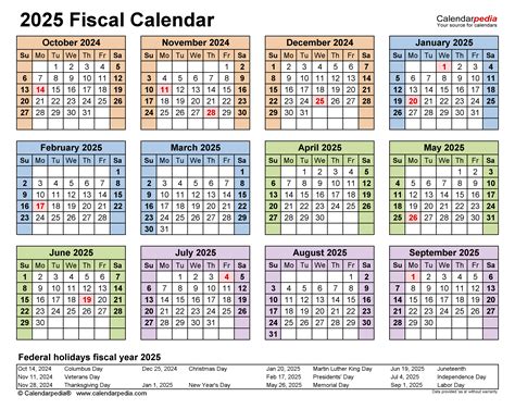 Fiscal Calendars 2025 Free Printable Word Templates