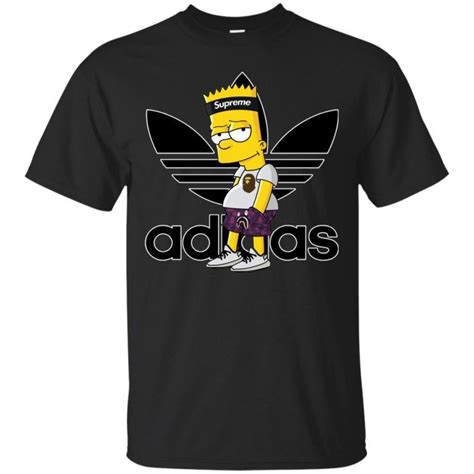 Supreme Bart Simpson With Adidas Yeezy Classic T Shirt Shop Adidas X Supreme Simpsons Shirt