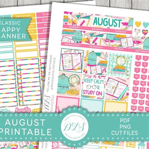 Printable Spring Monthly Planner Stickers Classic Happy Etsy