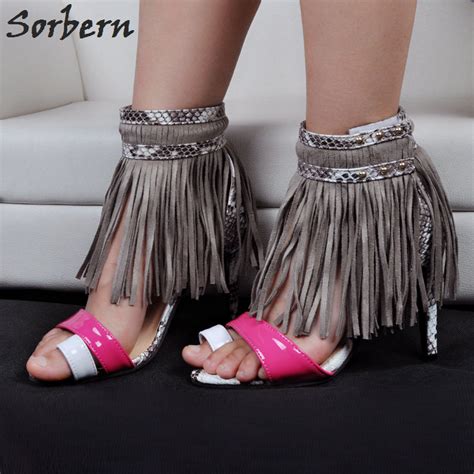 Sorbern Sandals Women 2018 Summer Ladies Sandals Shoes Tassel High Heels Women Heel Shoes