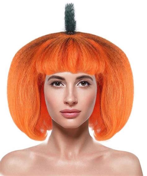 A Woman With An Orange Wig And Green Hair