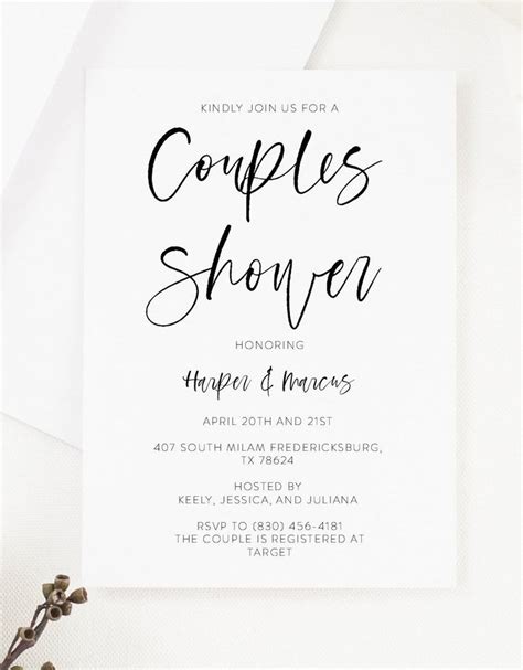 Couples Shower Invite Template Templett Shower Printable Invitation In Printable Invitations