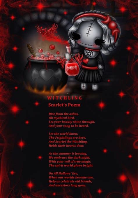 She is neither pink nor pale, and she never will be all mine; Scarlet Witchling is a good witch who is always on hand to ...