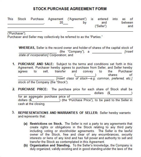 11 Stock Purchase Agreement Templates To Download Sample Templates
