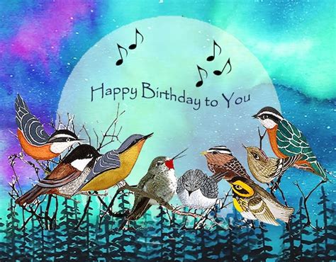 Happy Birthday Singing Birds Custom Card With Little Birds Etsy Ireland