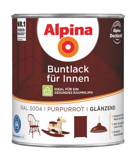 Wetterfest, scheuerbeständig mit extrem hohen. Lack rot integrierte Grundierung: Alpina Buntlack für ...